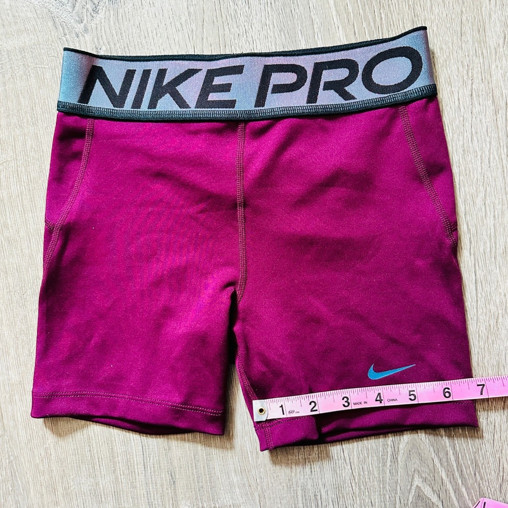 Nike Pro Girl's Kids Large Purple Compression Shorts Sangria HV0310-610 Shorts - Picture 7 of 9